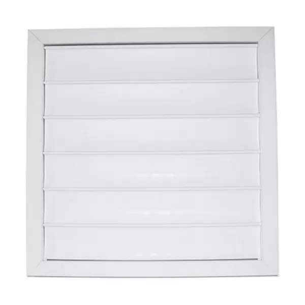 Plastová větrací mřížka bez příruby se samotížnou žaluzií 424x424 mm, bílá DALAP 133