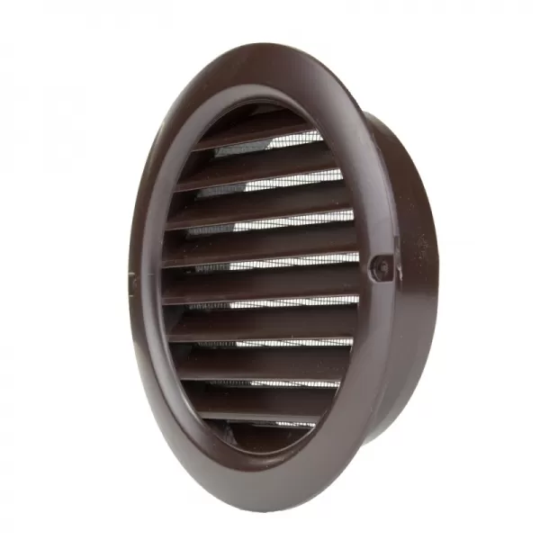 PVC větrací mřížka kruhová s přírubou a síťkou Ø 150 mm, hnědá DALAP 1515