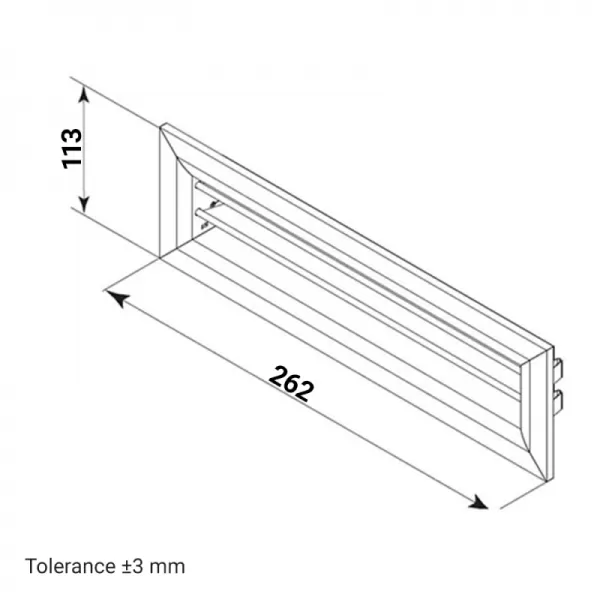 Kovová ventilační mřížka 234x70 mm pro zakončení kovového konektoru do stěny DALAP 197534