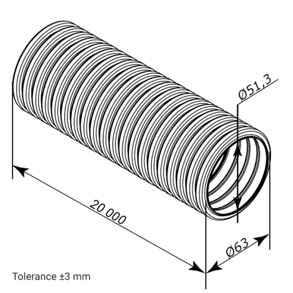 Ohebné antistatické i antibakteriální potrubí O 63 mm, délka 20 m DALAP 197586