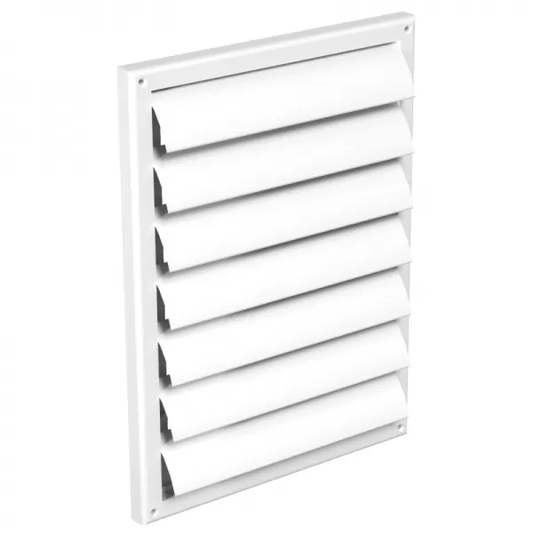 PVC větrací mřížka bez příruby se samotížnou žaluzií 221x299 mm, bílá DALAP 3191