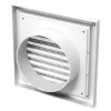PVC větrací mřížka se síťkou, pevnou žaluzií 186x186 mm a přírubou Ø 125 mm, bílá DALAP 3190