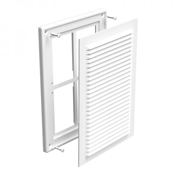 PVC větrací mřížka bez příruby s pevnou žaluzií a síťkou 251x182 mm, bílá DALAP 3263