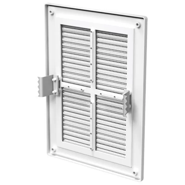 PVC větrací mřížka bez příruby s pevnou žaluzií a síťkou 251x182 mm, bílá DALAP 3263