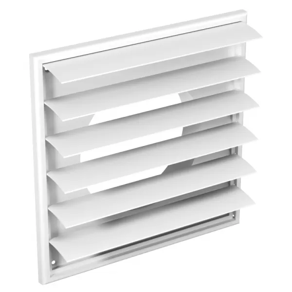PVC větrací mřížka s přírubou a samotížnou žaluzií, 250x250 mm / Ø 150 mm, bílá DALAP 3249