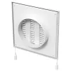 PVC větrací mřížka s mechanicky ovládanou žaluzií 250x250 mm a přírubou Ø 200 mm, bílá DALAP 3262
