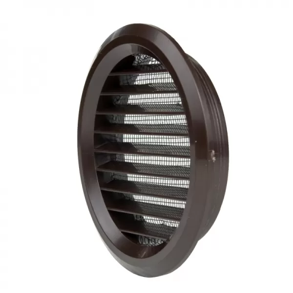 PVC větrací mřížka kruhová s přírubou a síťkou Ø 80 mm, hnědá DALAP 3441
