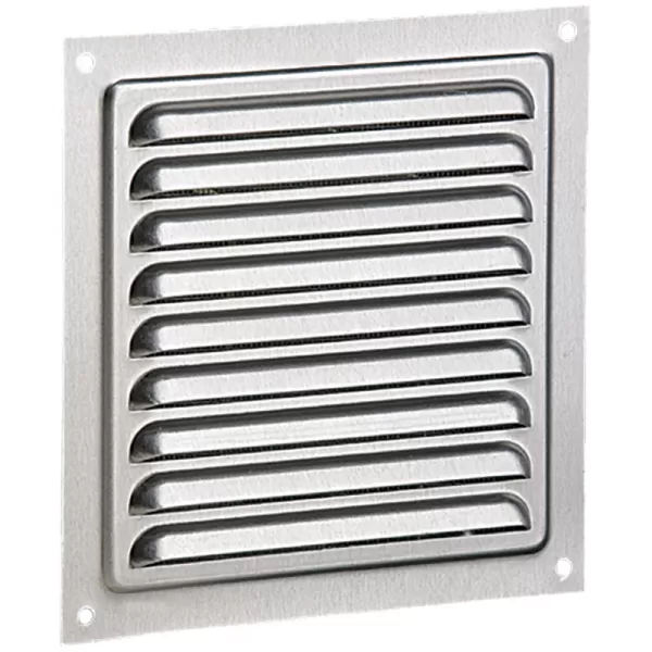 Hliníková větrací mřížka bez příruby se síťkou a pevnou žaluzií 250x250 mm DALAP 4519