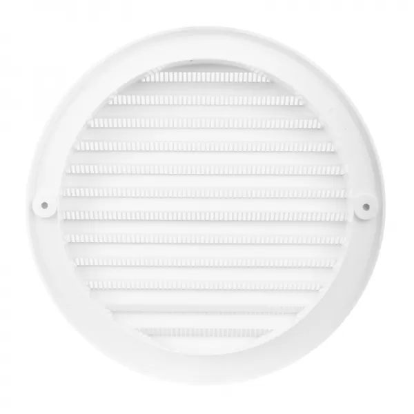 PVC větrací mřížka kruhová s přírubou a plastovou síťkou Ø 100 mm, bílá DALAP 4720
