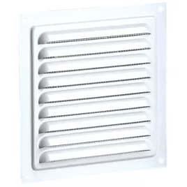 Kovová ventilační mřížka bez příruby s pevnou žaluzií a síťkou 125x125 mm, bílá DALAP 547
