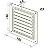 Kovová ventilační mřížka bez příruby s pevnou žaluzií a síťkou 150x150 mm, bílá DALAP 546