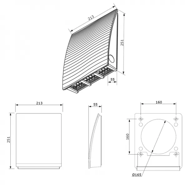 Bílá venkovní mřížka s motivem vlny pro pokojovou rekuperaci ZEPHIR SIMPLE DALAP 56501