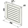 Kovová ventilační mřížka bez příruby s pevnou žaluzií a síťkou 500x500 mm, bílá DALAP 6088