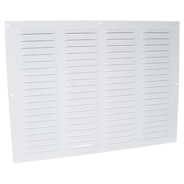 Kovová ventilační mřížka bez příruby s pevnou žaluzií a síťkou 500x400 mm, bílá DALAP 6087