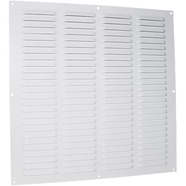 Kovová ventilační mřížka bez příruby s pevnou žaluzií a síťkou 400x400 mm, bílá DALAP 6090