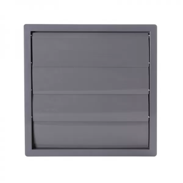 PVC větrací mřížka s přírubou a samotížnou žaluzií, 360x360 mm / O 315 mm, šedá DALAP 8233