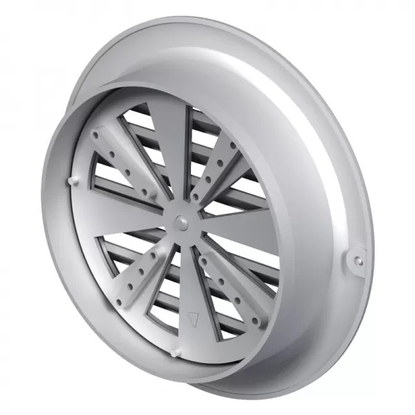 PVC větrací mřížka s přírubou a mechanicky ovládanou žaluzií Ø 125 mm, bílá DALAP 8582
