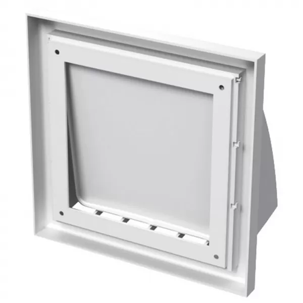 PVC větrací mřížka bez příruby se samotížnou klapkou 186x186 mm, bílá DALAP 8590