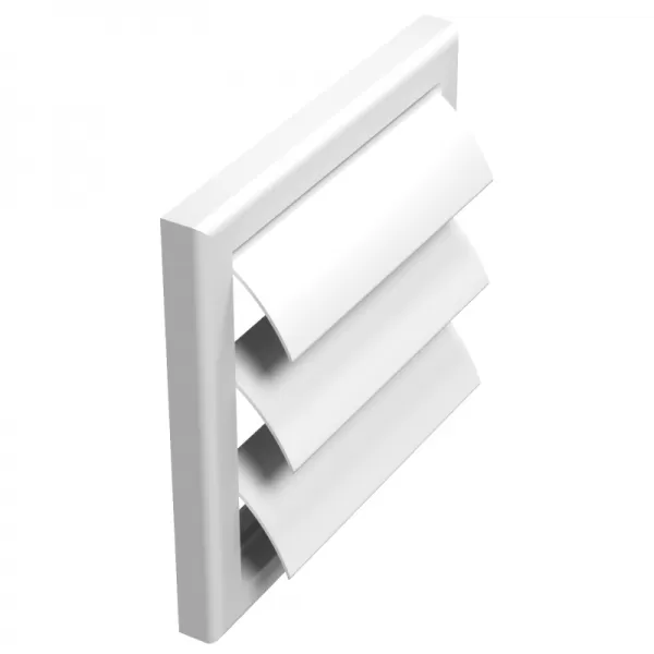 PVC větrací mřížka bez příruby se samotížnou žaluzií 154x154 mm, bílá DALAP 8577