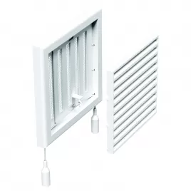 PVC mřížka bez příruby s mechanicky ovládanou žaluzií 186x186 mm, bílá DALAP 8502