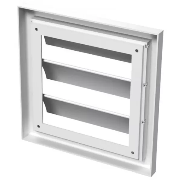 PVC větrací mřížka bez příruby se samotížnou žaluzií 154x154 mm, bílá DALAP 8577