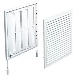 PVC mřížka bez příruby s mechanicky ovládanou žaluzií 250x250 mm, bílá DALAP 8580