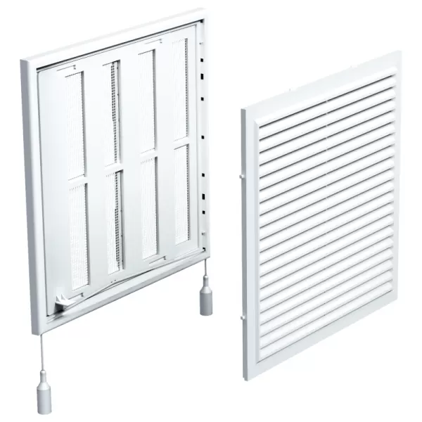 PVC mřížka bez příruby s mechanicky ovládanou žaluzií 250x250 mm, bílá DALAP 8580