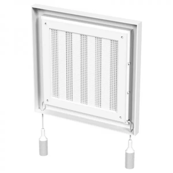 PVC mřížka bez příruby s mechanicky ovládanou žaluzií 186x186 mm, bílá DALAP 8502