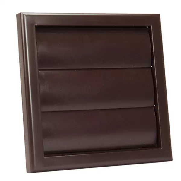 PVC větrací mřížka s přírubou a samotížnou žaluzií, 186x186 mm / Ø 125 mm, hnědá DALAP 8683