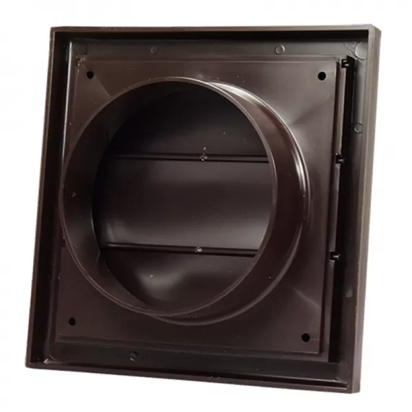 PVC větrací mřížka s přírubou a samotížnou žaluzií, 186x186 mm / Ø 125 mm, hnědá DALAP 8683