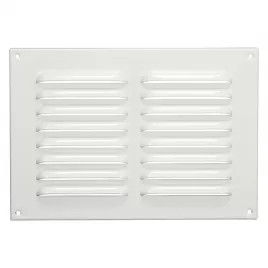 Kovová ventilační mřížka bez příruby s pevnou žaluzií a síťkou 215x150 mm, bílá DALAP 90243