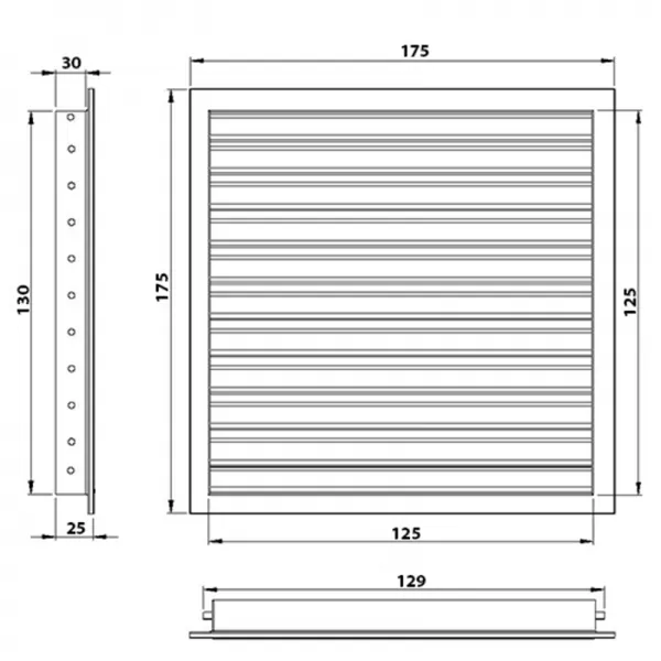Větrací mřížka z vysoce kvalitního extrudovaného hliníku 150x150 mm, bílá DALAP 90492