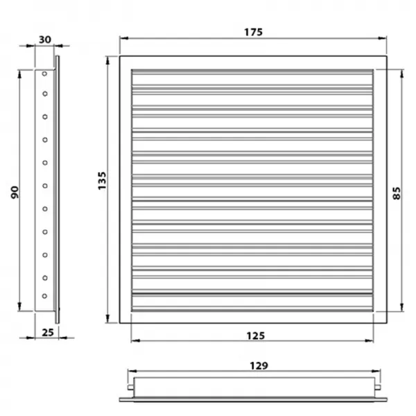 Větrací mřížka z vysoce kvalitního extrudovaného hliníku 150x100 mm, bílá DALAP 90491