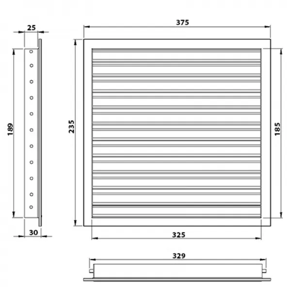 Větrací mřížka z vysoce kvalitního extrudovaného hliníku 350x200 mm, bílá DALAP 90571