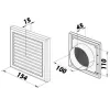PVC větrací mřížka se síťkou, pevnou žaluzií 154x154 mm a přírubou O 100 mm, hnědá DALAP 9706