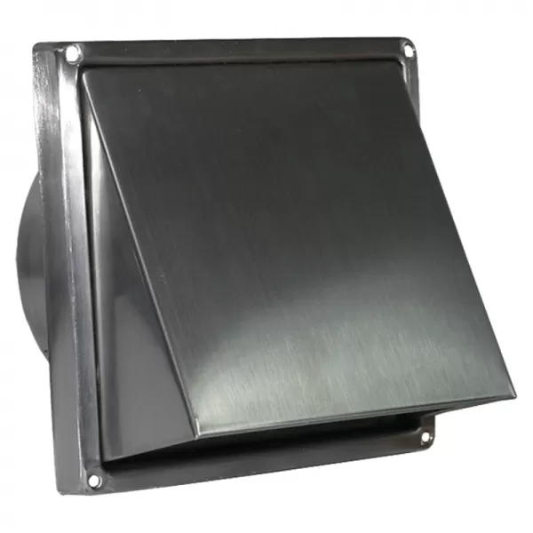 Nerez větrací mřížka čtvercová se stříškou, přírubou a klapkou 167x167 mm / Ø 125 mm DALAP 99337
