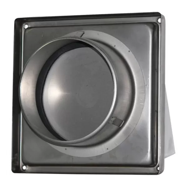 Nerez větrací mřížka čtvercová se stříškou, přírubou a klapkou 137x137 mm / Ø 100 mm DALAP 99336