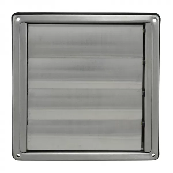 Větrací mřížka nerezová s přírubou a samotížnou žaluzií 180x180 mm, Ø 150 mm DALAP 99491