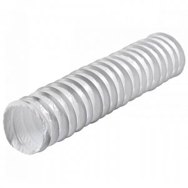 PVC ohebné potrubí z drátěného skeletu se samozhášecím bílým potahem 150mm, délka 3m DALAP AS-152/3
