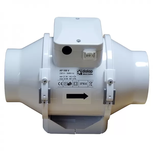 Výkonný plastový potrubní ventilátor 123mm DALAP AP 125