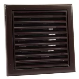 PVC větrací mřížka se síťkou, pevnou žaluzií 186x186 mm a přírubou Ø 125 mm, hnědá DALAP 8680